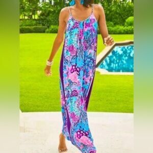 Lilly Pulitzer Hazelyn Maxi Dress Oasis‎ Snoba Duba Doo Turquoise Size Small